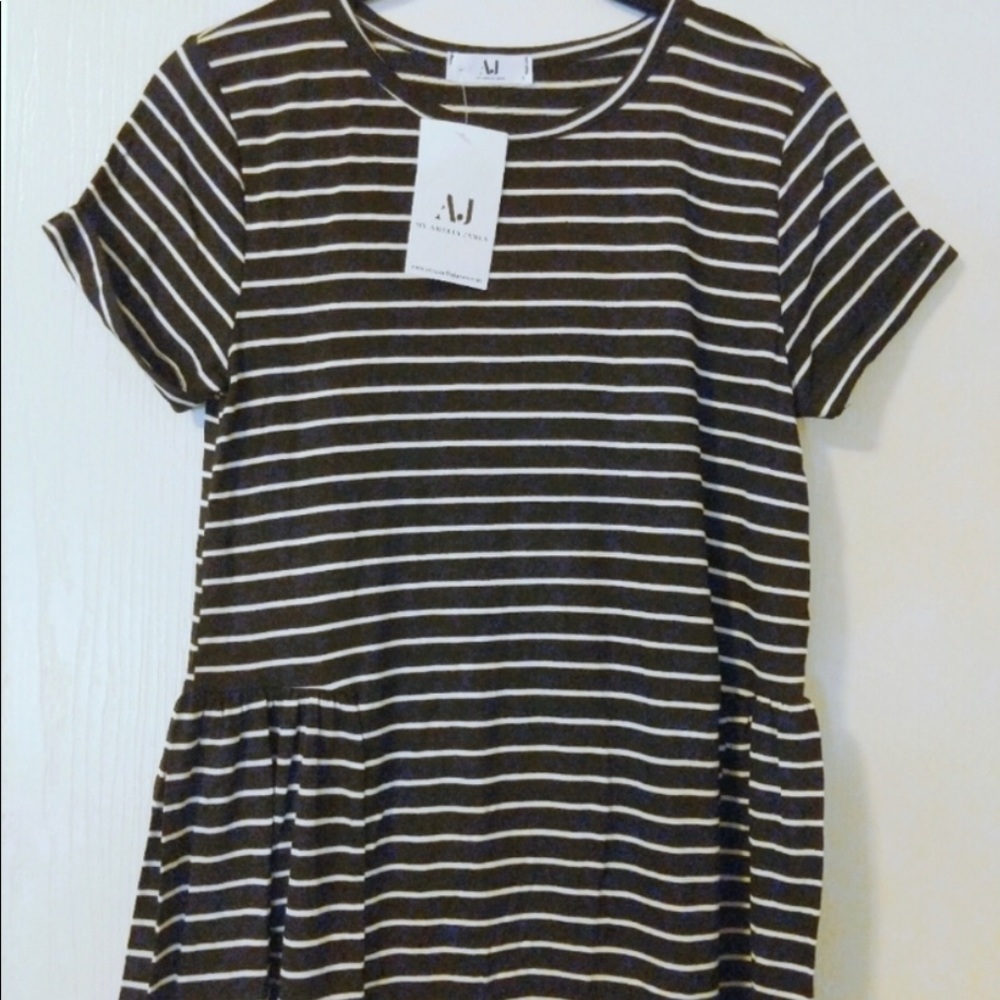 Black and White Striped Peplum Tee